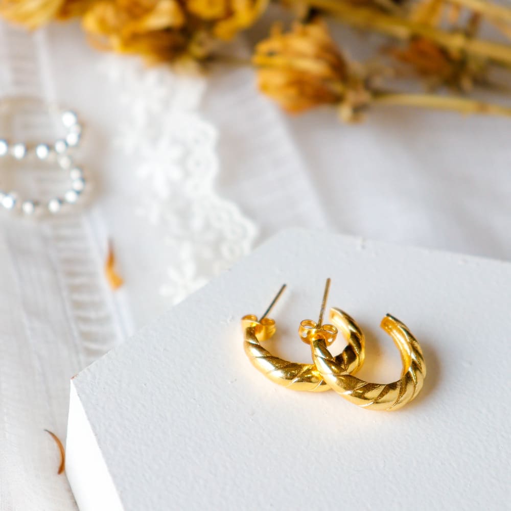 Circle- Gold Plated Brass Metal Earrings