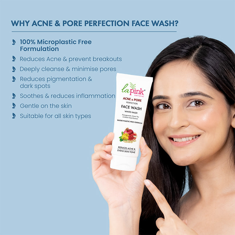La Pink Acne & Pore Perfection Face Wash for Acne Reduction & Even Skin Tone 100ml