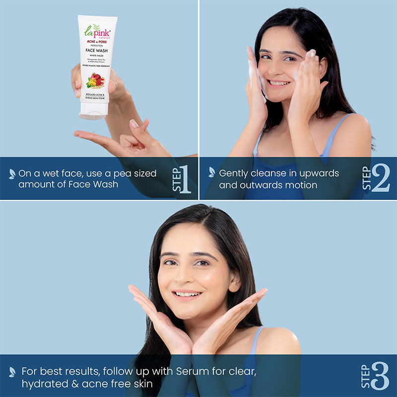 La Pink Acne & Pore Perfection Face Wash for Acne Reduction & Even Skin Tone 100ml