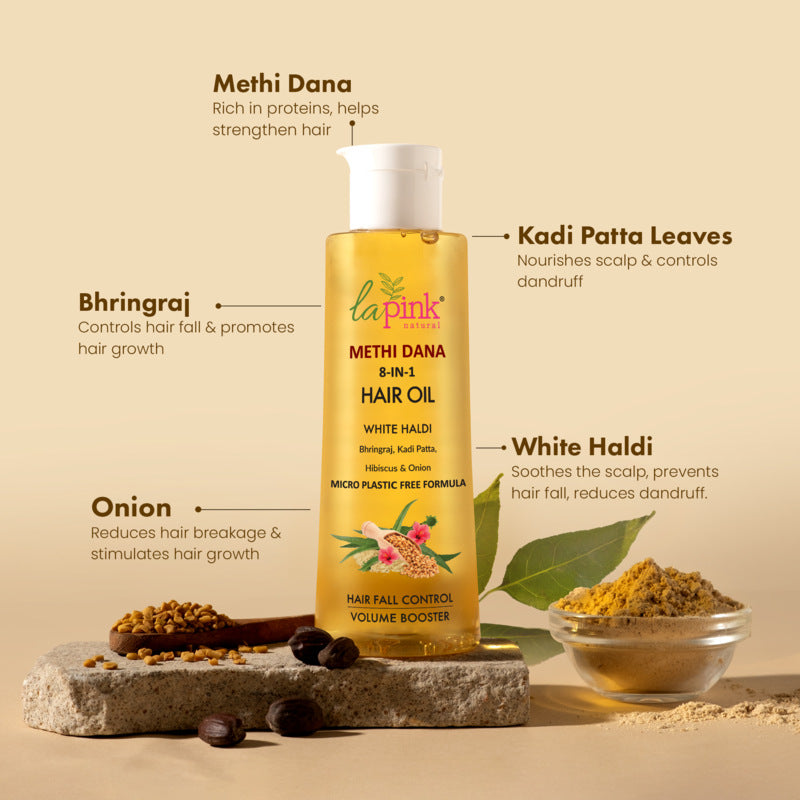 La Pink Methi Dana 8-in-1 Hair Oil for Hair Fall Control  150ml