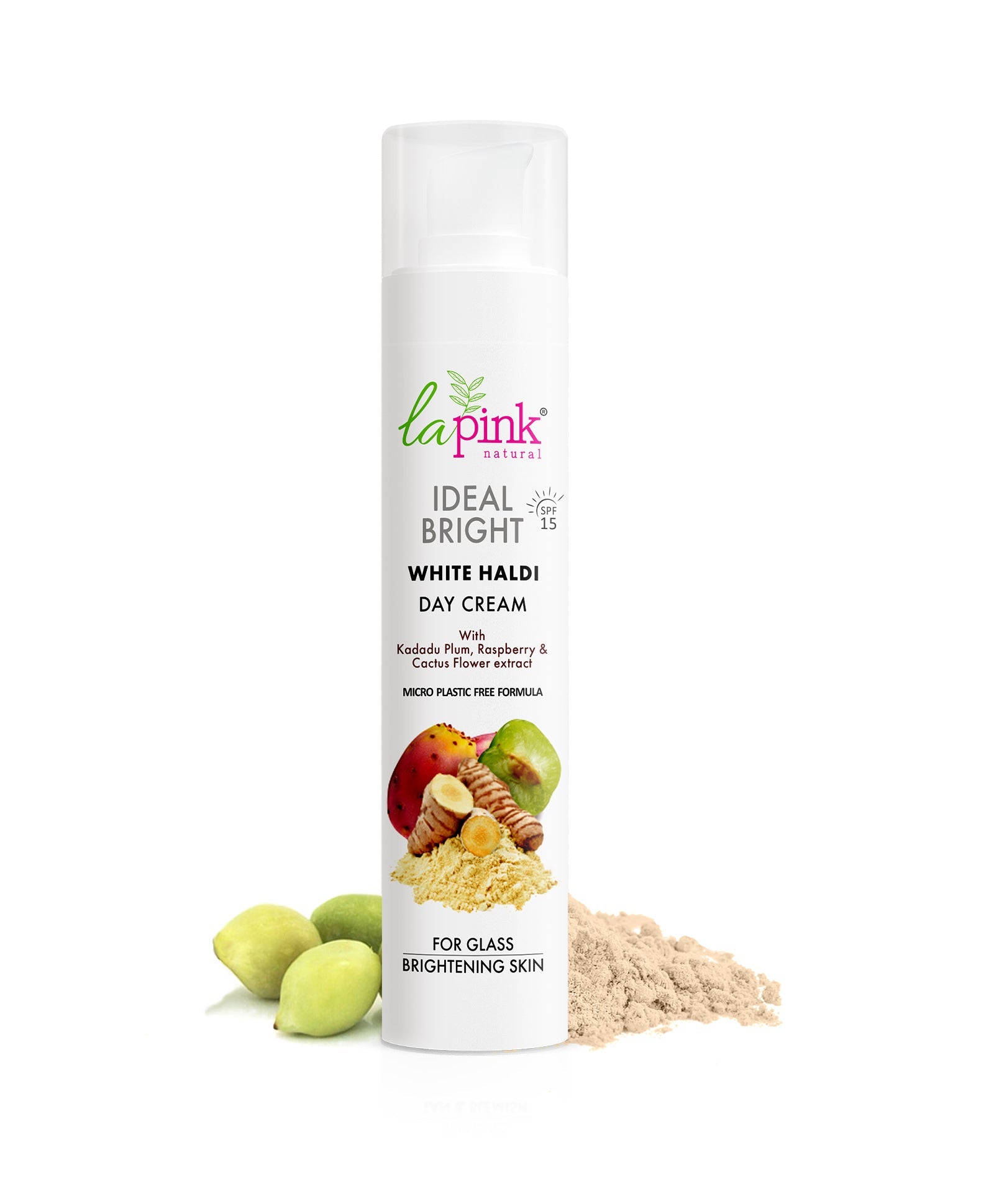 La Pink Ideal Bright Day Cream | 100% Microplastic Free Formula | For Glass like Brightened skin, SPF15, Evens Skin Tone, All Skin Types | 50g