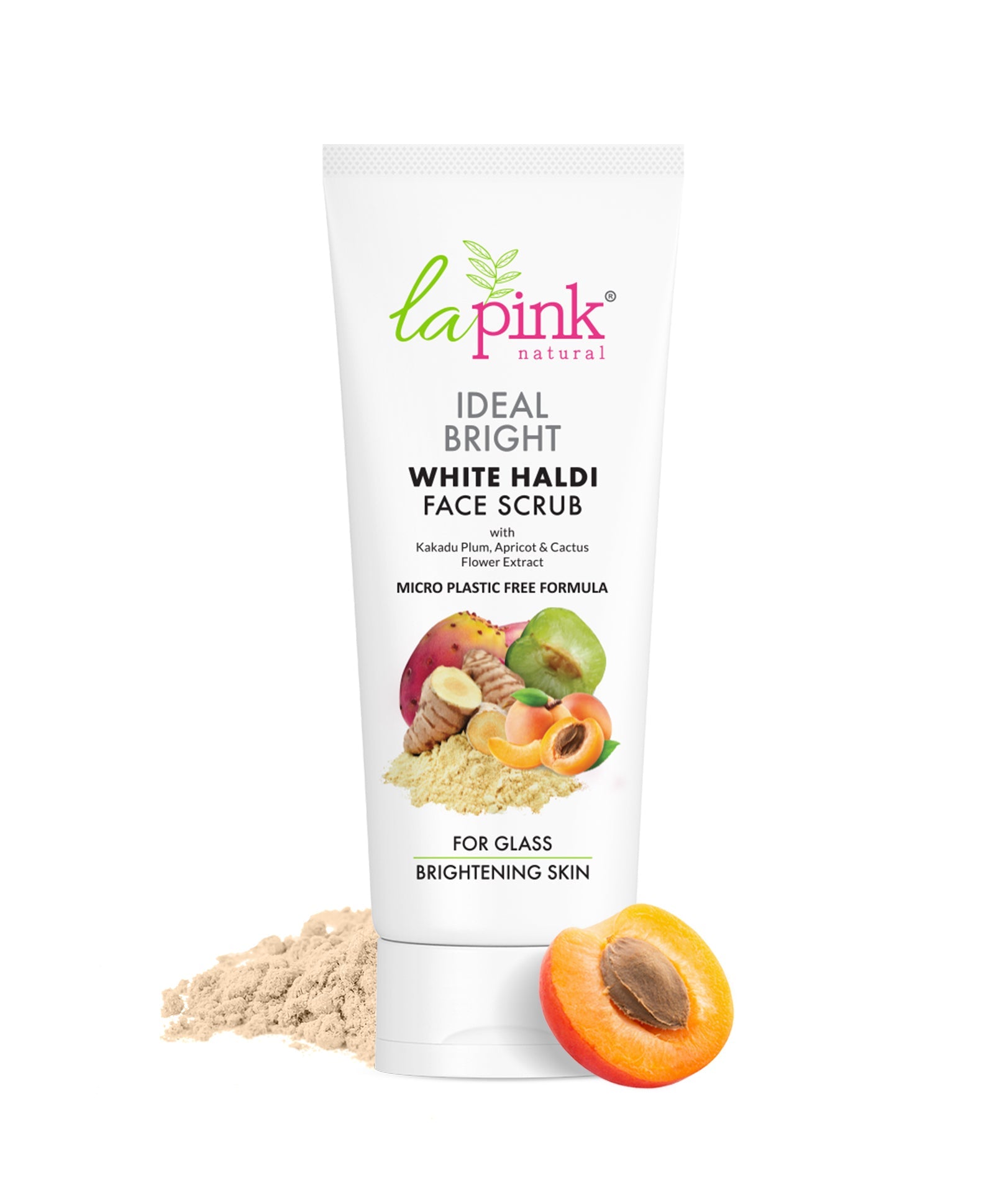 La Pink Ideal Bright Face Scrub | 100% Microplastic Free Formula | For Glass like Brightened skin, Evens Skin Tone for All Skin Types | 100g