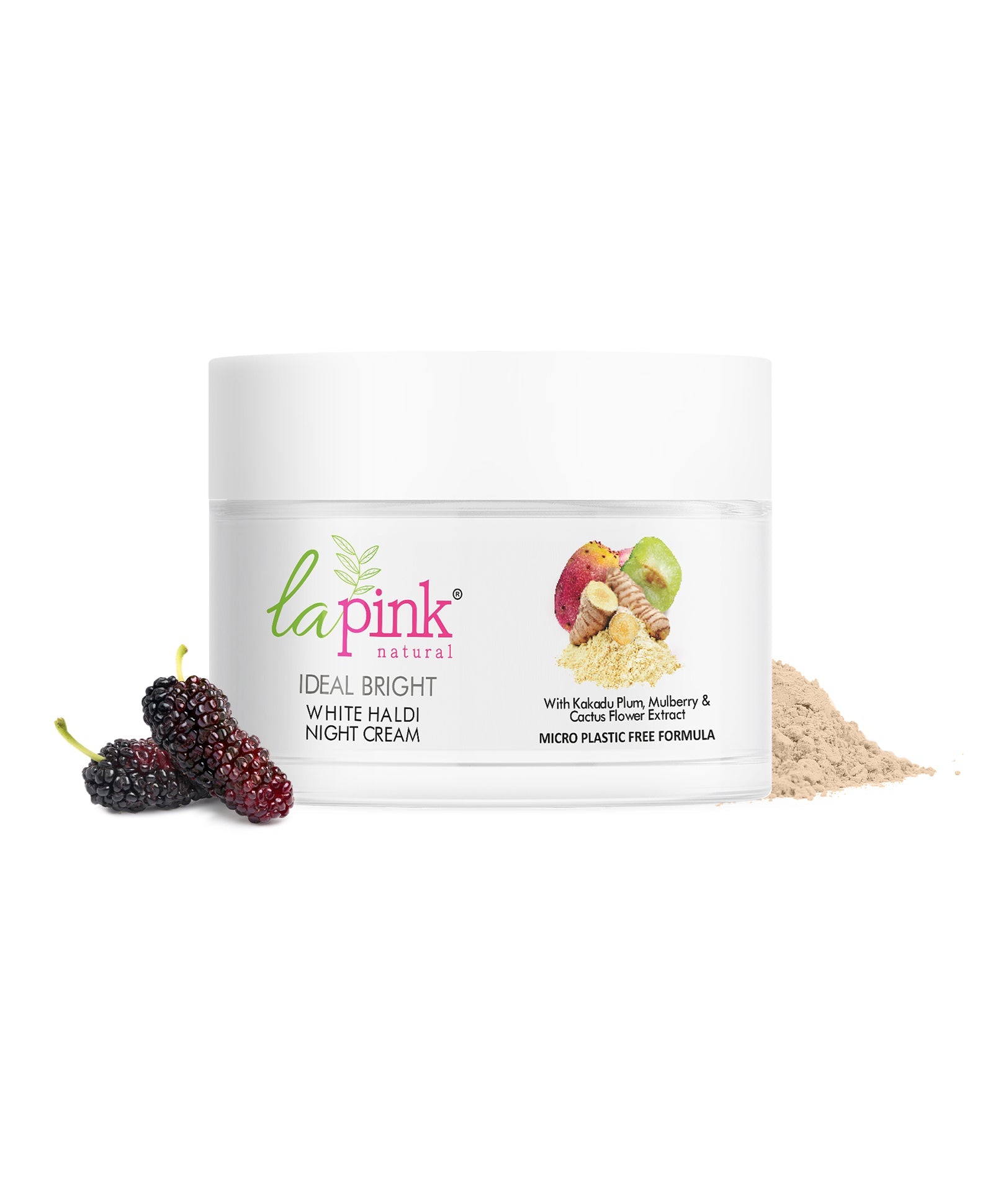 La Pink Ideal Bright Night Cream | 100% Microplastic Free Formula | For Glass like Brightened skin, Evens Skin Tone , All Skin Types | 50g
