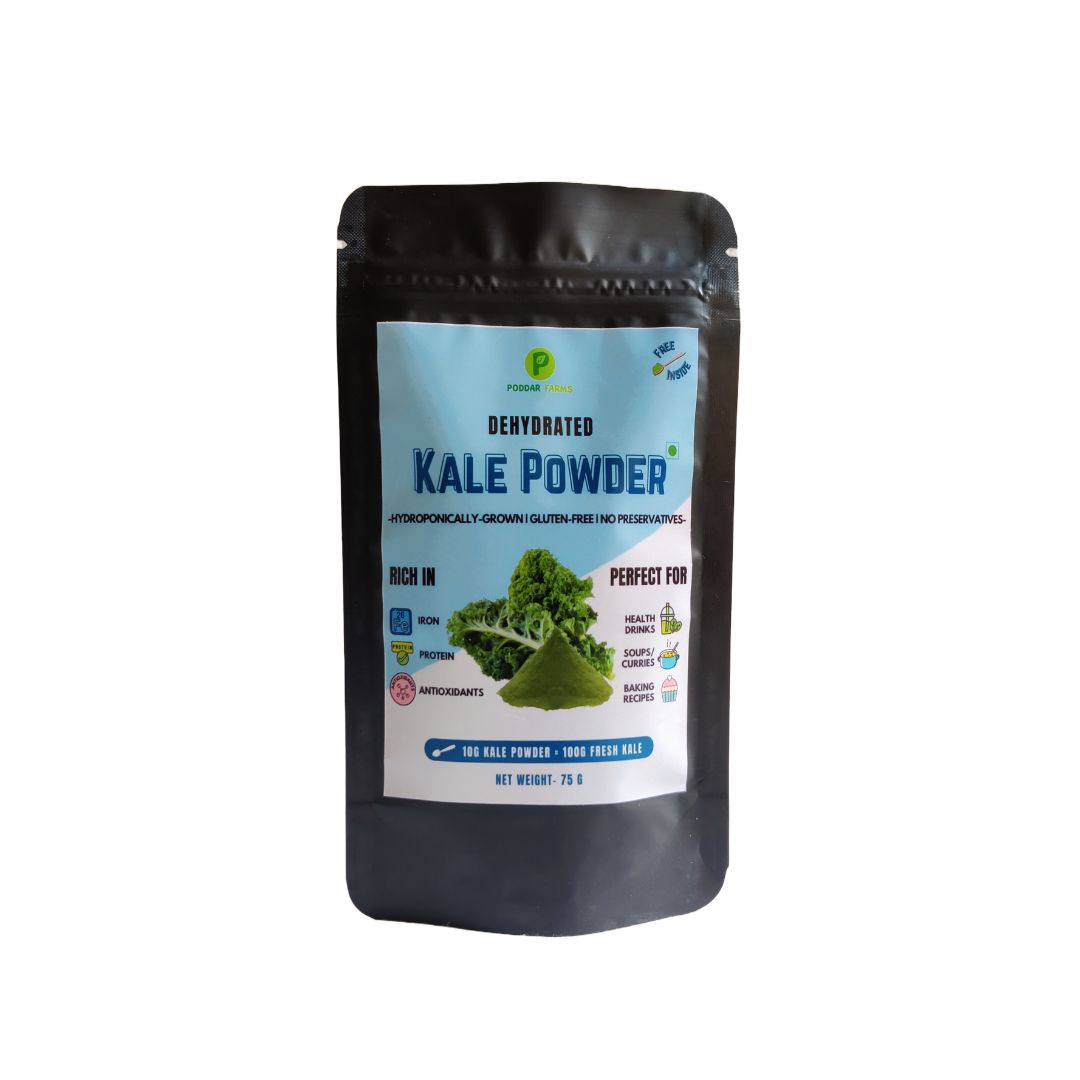 PODDAR FARMS® Premium Kale Powder | Green Superfood | 100% Pure, Hydroponically grown and residue free | 75 Grams