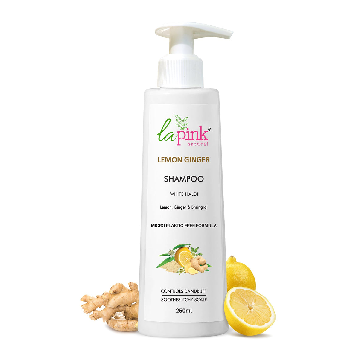 Lemon Ginger Shampoo with White Haldi to Control Dandruff & Soothe Itchy Scalp- 250ml