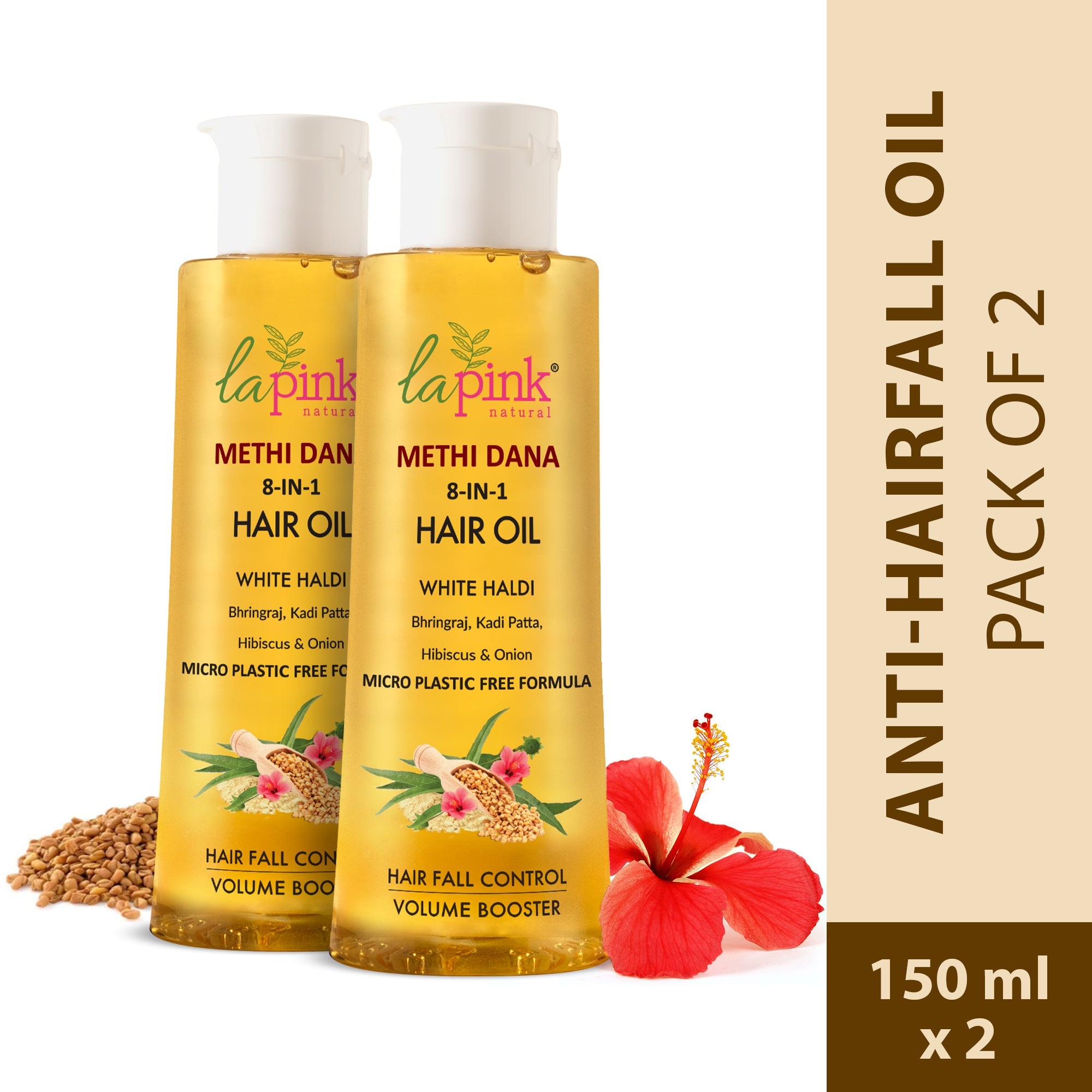 Methi Dana 8-in-1 Hair Oil with White Haldi for Hair Fall Control  (Pack of 2)