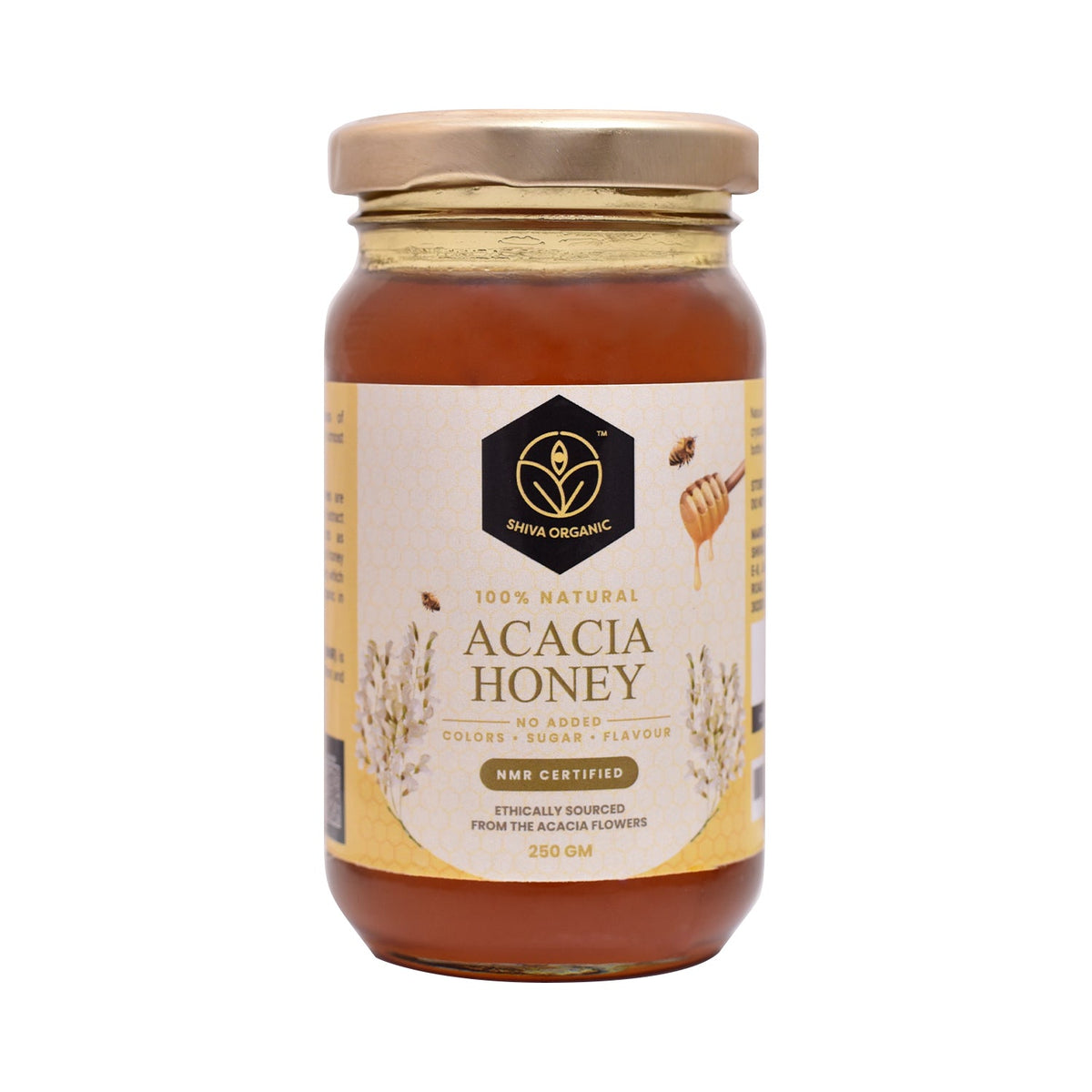 Shiva Organic Acacia flower Honey - 250 gm | NMR certified 100% Natural Healthy and Pure Honey | No Added Sugar Flavour