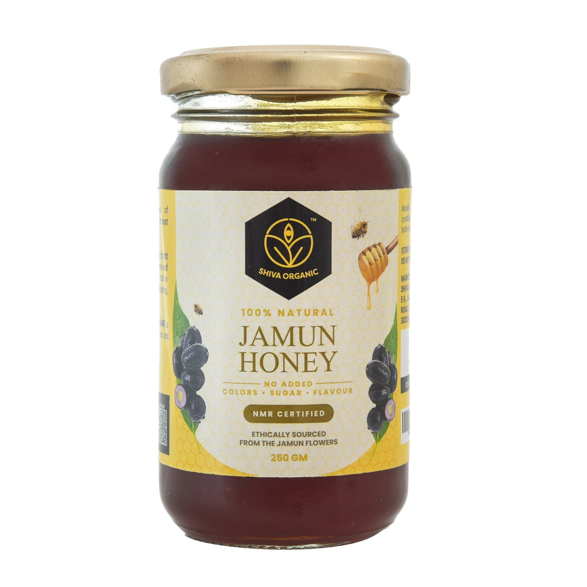 Shiva Organic Jamun Honey 250 grams NMR Tested 100% Natural Healthy and Pure Honey No Added Sugar Flavour Unadulterated Sourced ethically from Jamun flowers