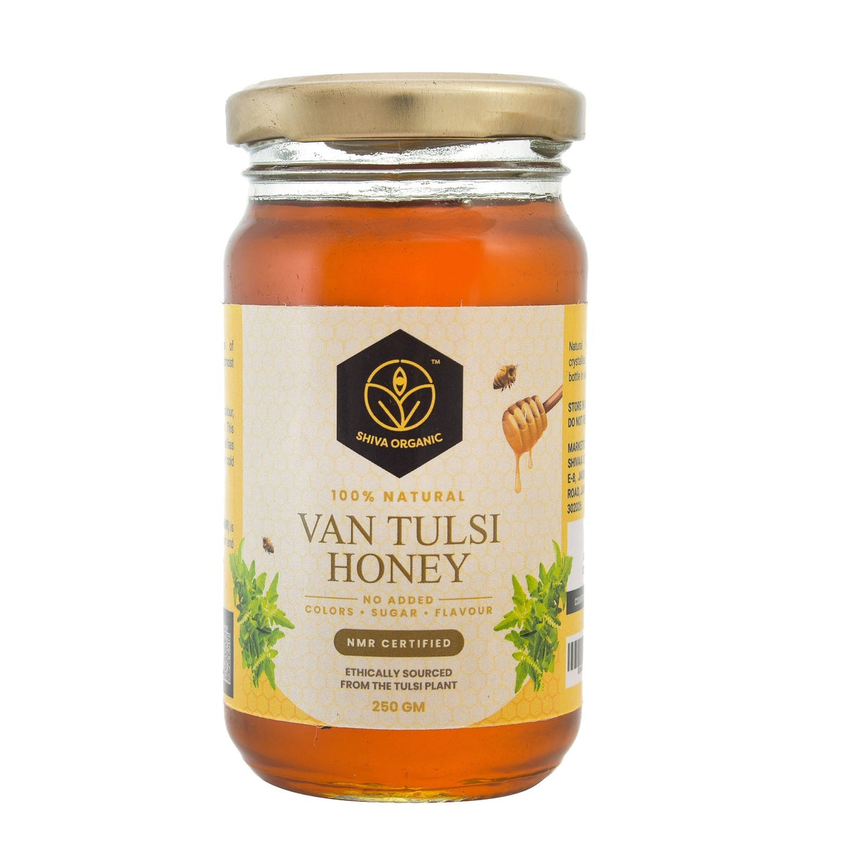 Shiva Organic Van Tulsi Honey - 100% Natural Unrocessed I No Added Sugar, Flavour, Colour I Sourced Ethically from Van Tulsi Flowers Hilly forest - Boost Energy, Immunity (250 g)