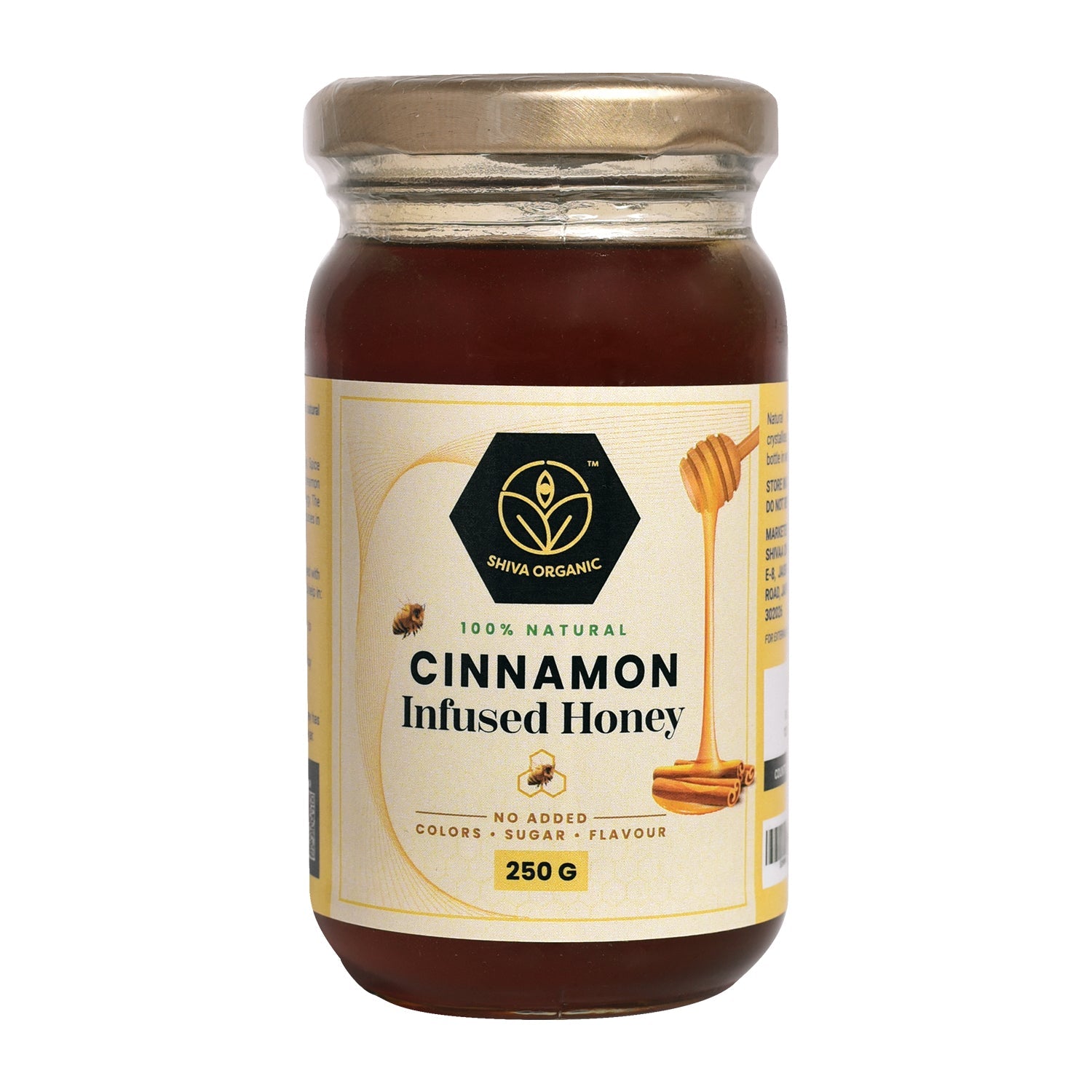 Shiva Organic Cinnamon Infused Honey - 250g |100% Natural Organic and Pure Honey No Added Sugar No Added Color Flavour Unadulterated