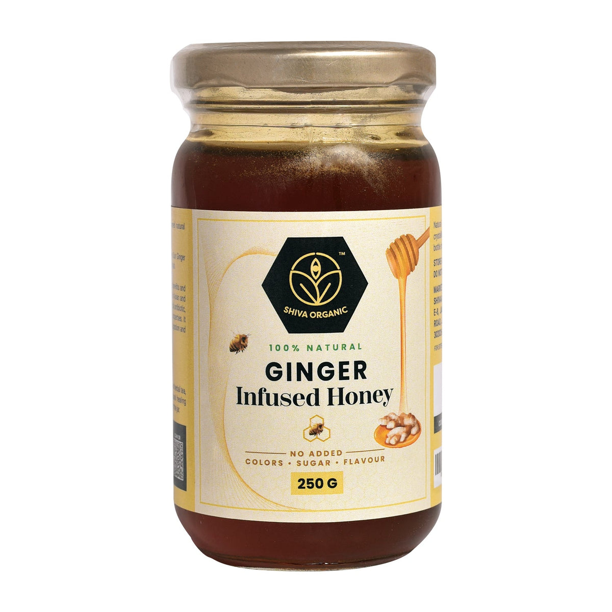 Shiva Organic Ginger Infused Honey |100% Natural Organic and Pure Honey No Added Sugar No Added Color Flavour Unadulterated - 250 g