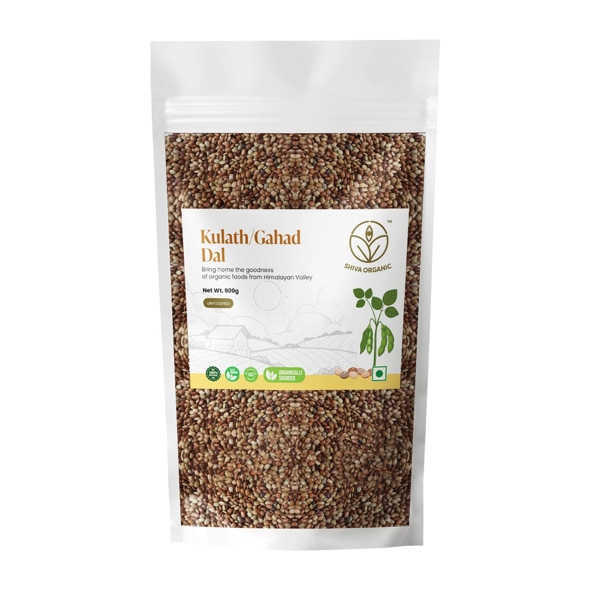 Shiva Organic Himalayan Kulath (Kulthi)/ Gahad / horsegram Dal 900g - Unpolished, 100% Natural, Organically Sourced