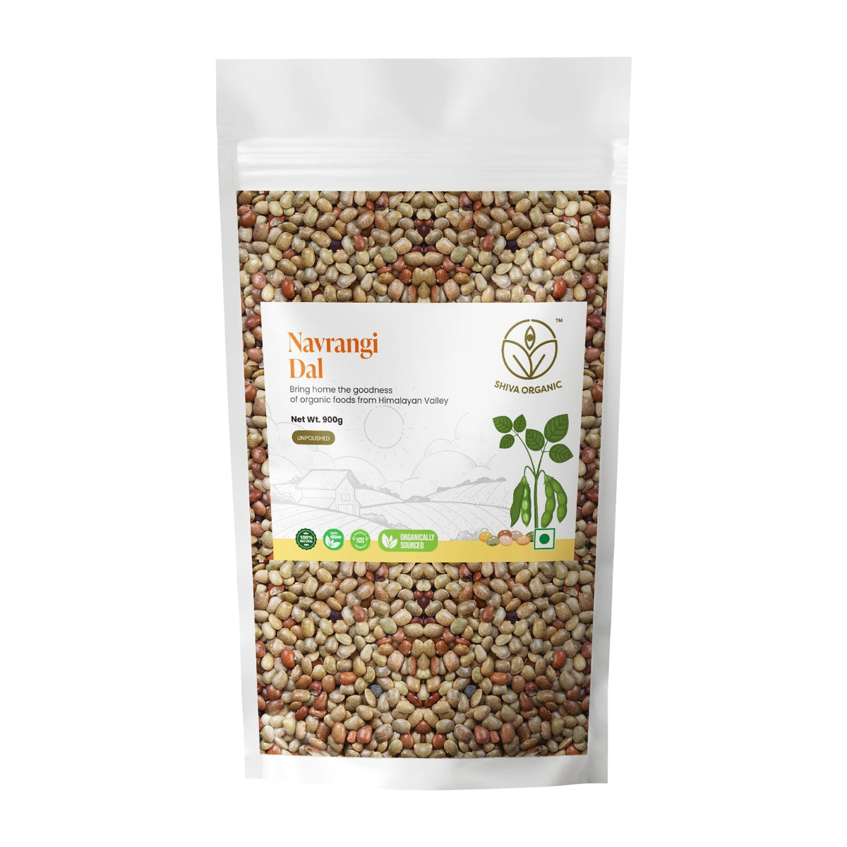 Shiva Organic Himalayan Navrangi / Mix Dal 900g - Unpolished 100% Natural I Phadi Nix Dal