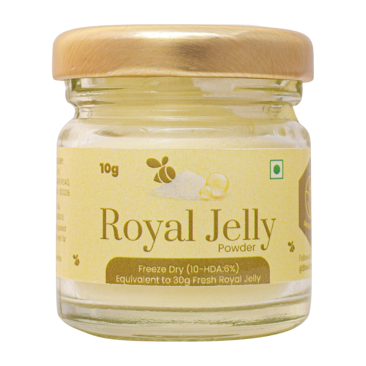 Shiva Organic Royal Jelly Powder 10g - Freeze Dry 10-HDA:6% I Immune Booster I High Minerals & Vitamins I Fertility Booster I Equivalent to 30g Fresh Royal Jelly