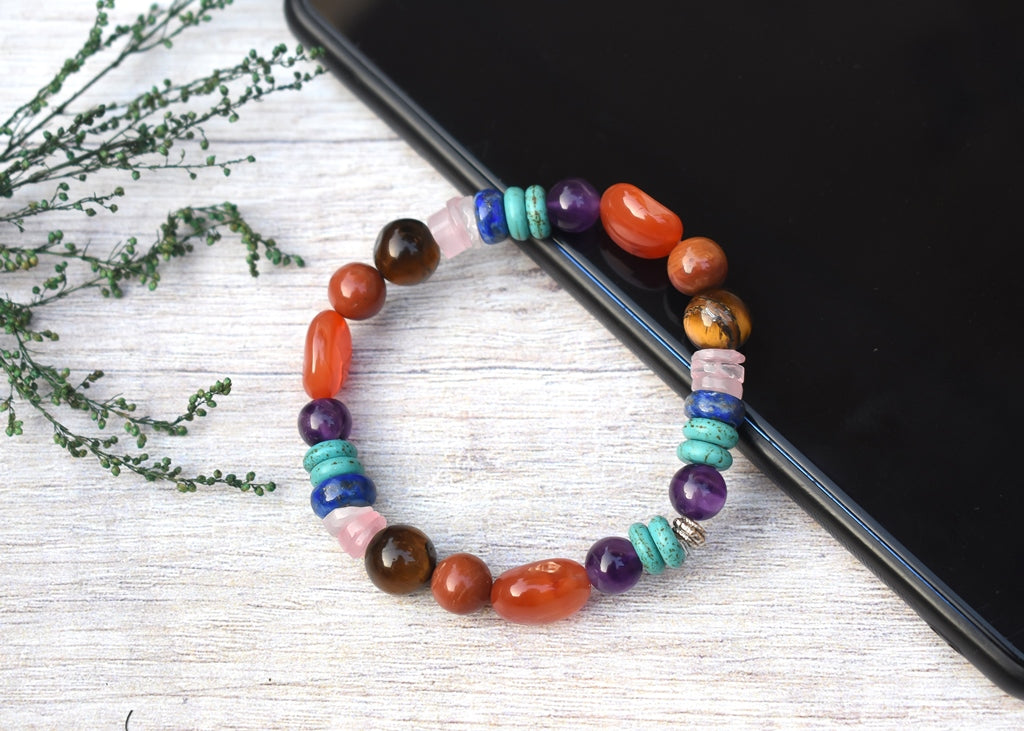 NATURAL SEVEN CHAKRA BRACELET FOR OPENING ALL 7 CHAKRAS