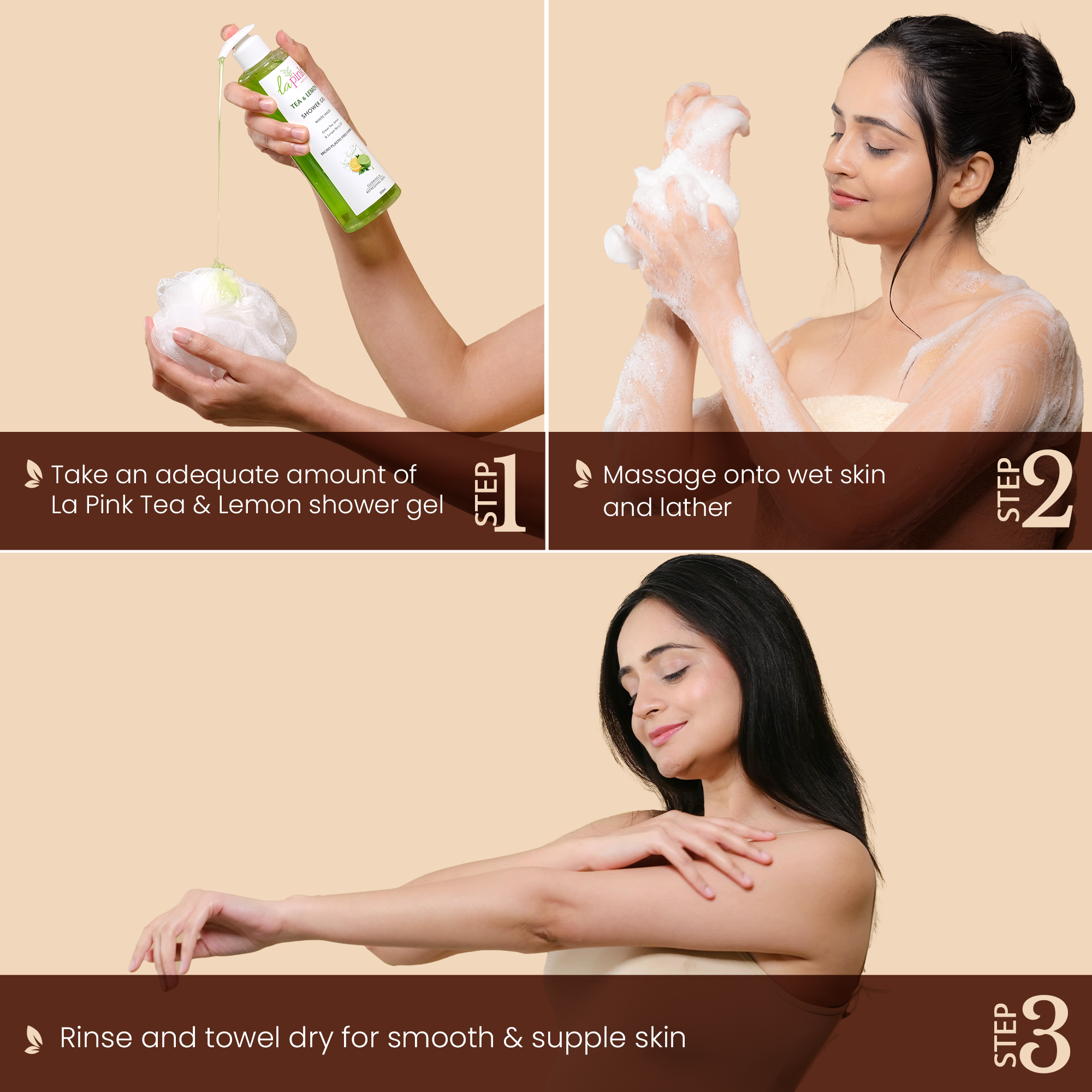 "La Pink Tea & Lemon Shower Gel with White Haldi for Glowing & Refreshing Skin 250 ML "