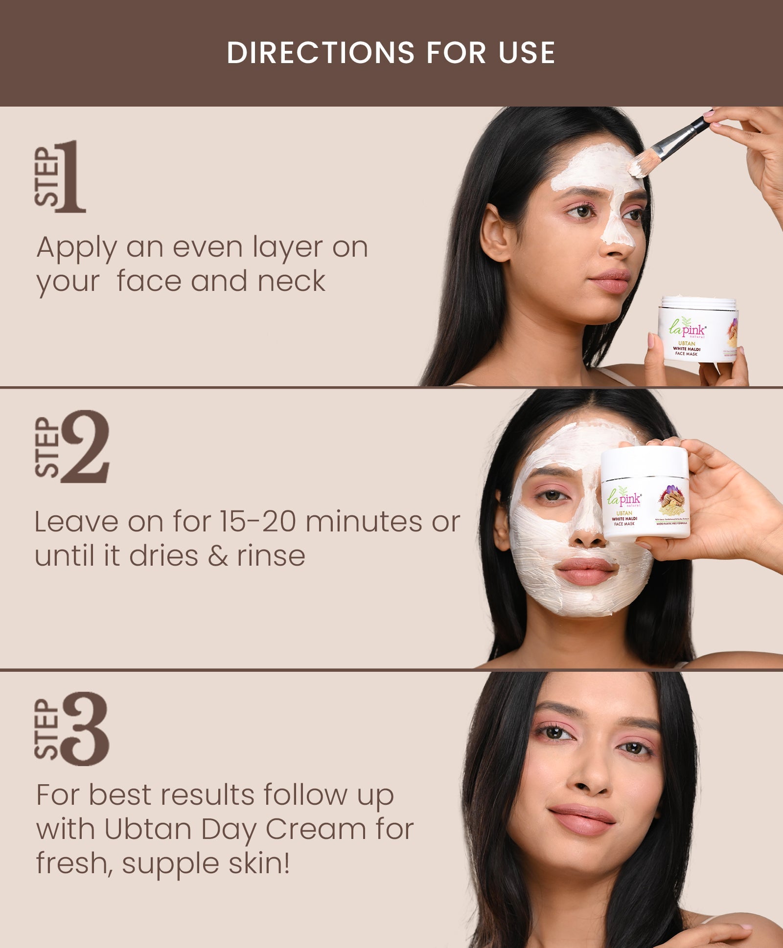 La Pink Ubtan White Haldi Face Pack Mask with 100% Microplastic Free Formula Blemish, Pigmentation, Dark Spot & Tan Removal | All Skin Types | 100g