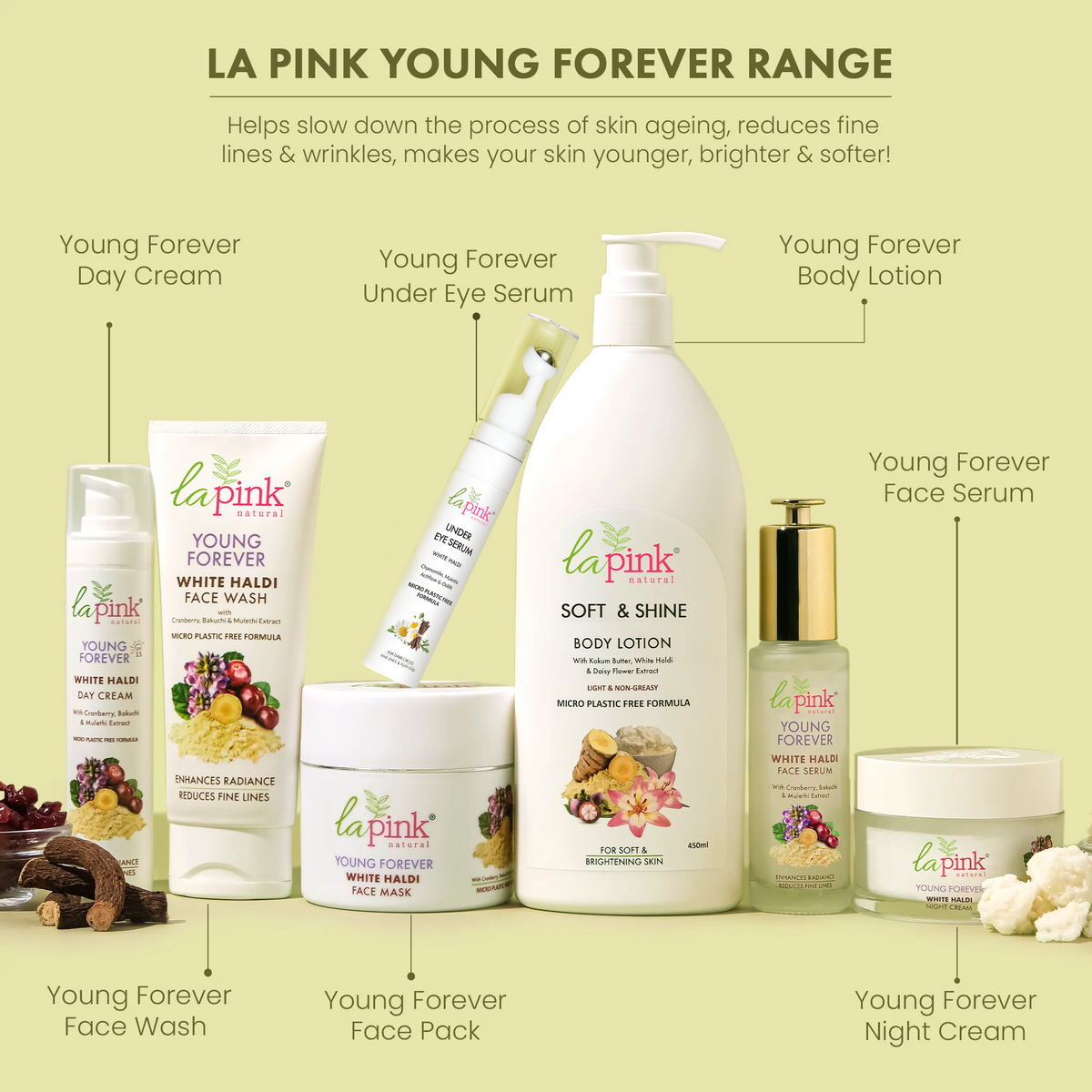 La Pink Young Forever Under Eye Serum with White Haldi for Dark Circles and Puffy Eyes 15 ML