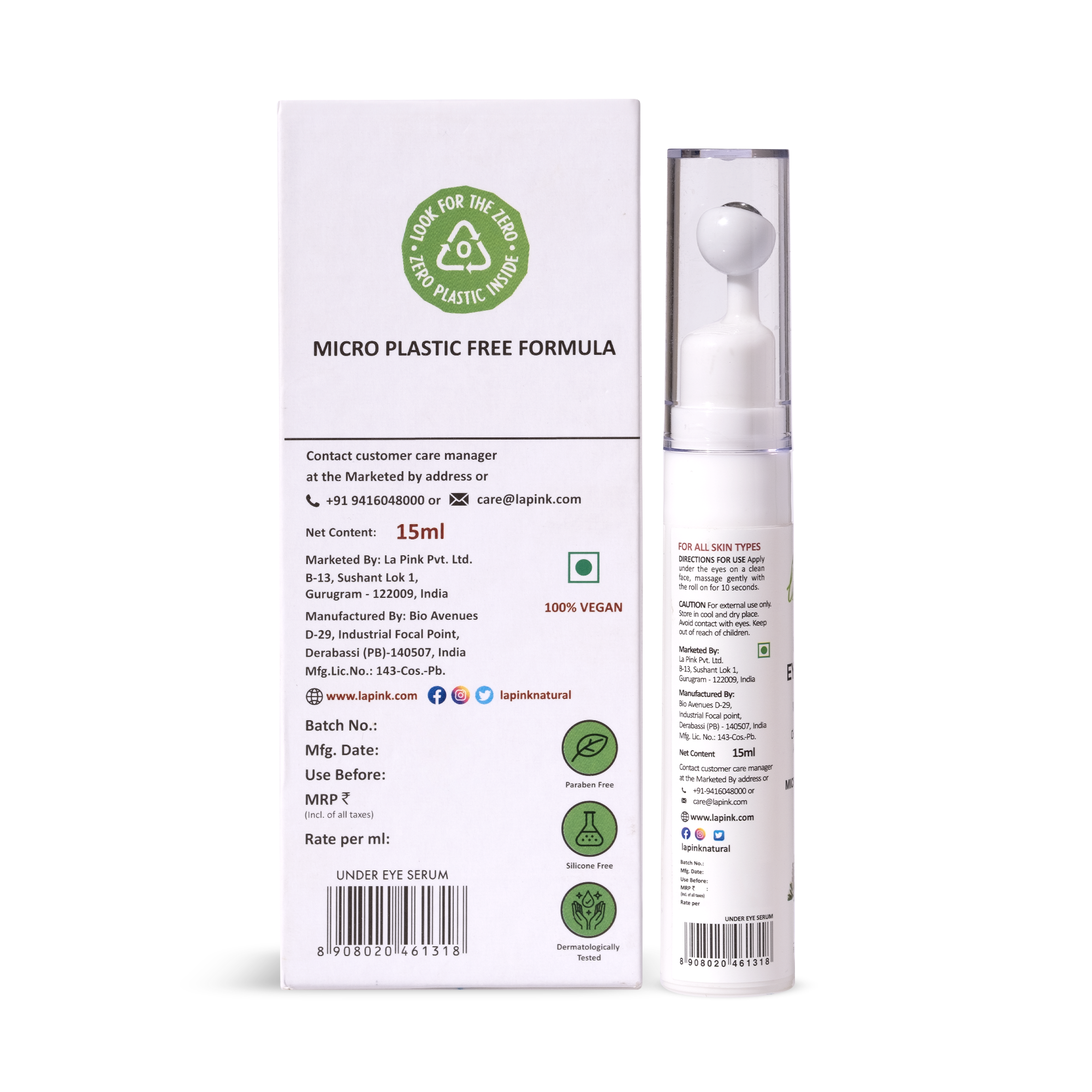 La Pink Young Forever Under Eye Serum with White Haldi for Dark Circles and Puffy Eyes 15 ML