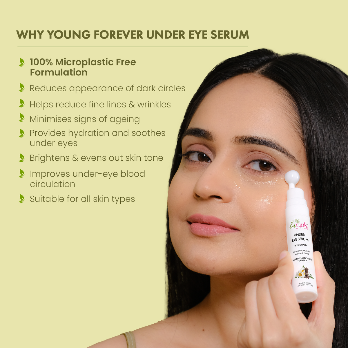 La Pink Young Forever Under Eye Serum with White Haldi for Dark Circles and Puffy Eyes 15 ML