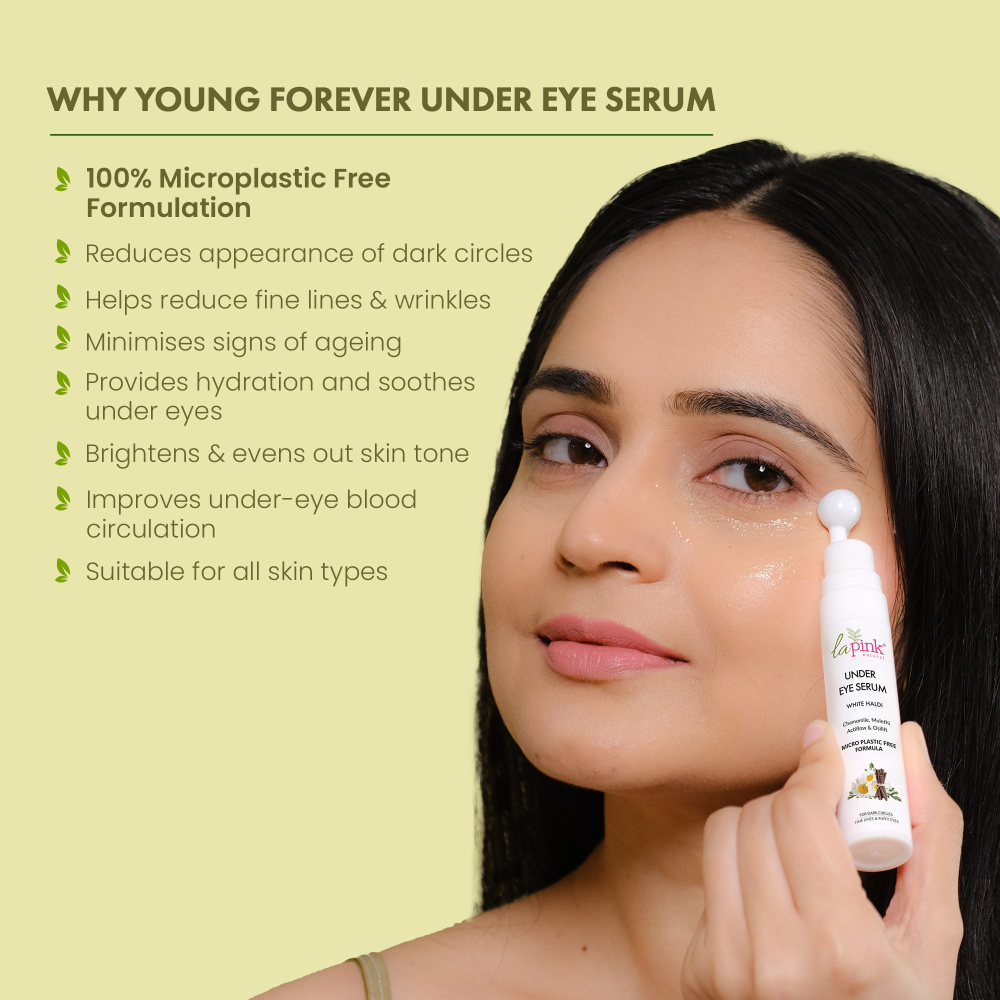 La Pink Young Forever Under Eye Serum with White Haldi for Dark Circles and Puffy Eyes 15 ML