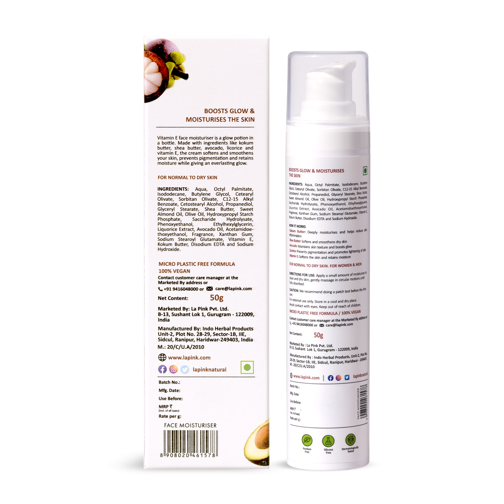 La Pink Vitamin E Face Moisturiser with White Haldi for Glow & Moisturization 50 gm