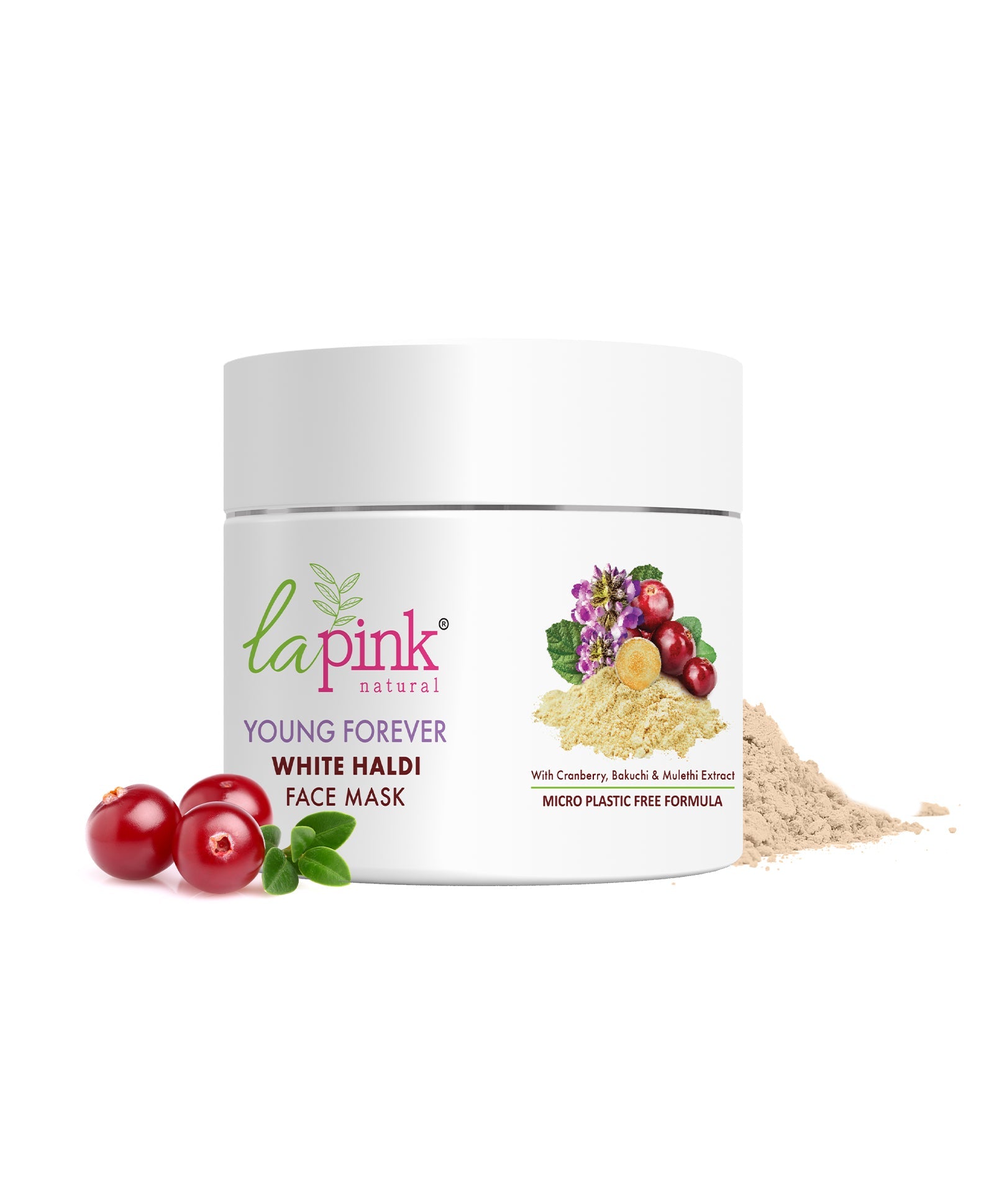 La Pink Young Forever Face Pack with 100% Microplastic Free Formula , Reduces Fine Lines, Pigmentation, Dark Spots & Scars For All Skin Types | 100gm