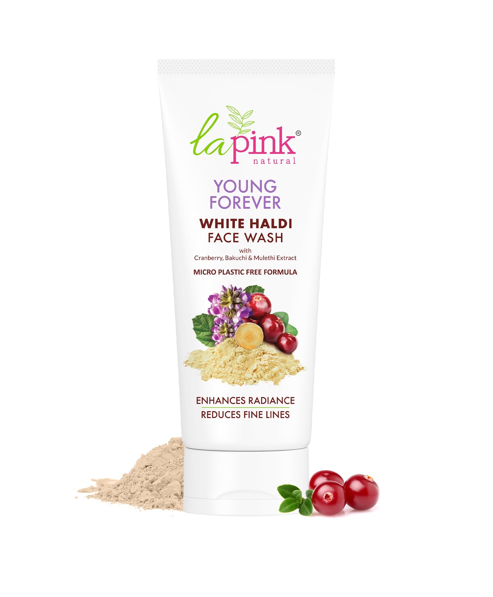 La Pink Young Forever Face Wash | 100% Microplastic Free Formula | Age Defying, Reduces Fine Lines, Pigmentation, Dark Spots & Scars | White Haldi | For Younger Radiant Skin | All Skin Types | 100ml