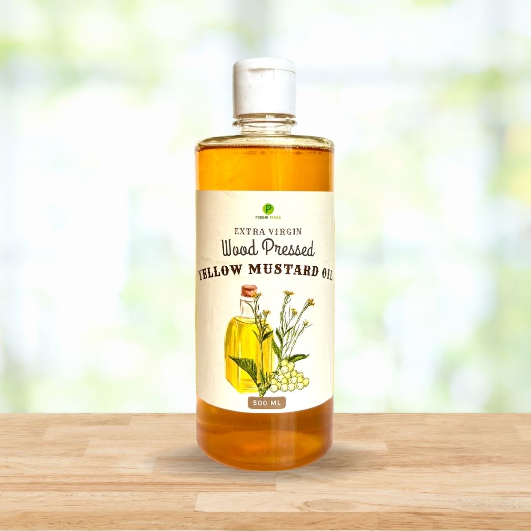 PODDAR FARMS® Wood Pressed Extra Virgin Yellow Mustard Oil | 500ml