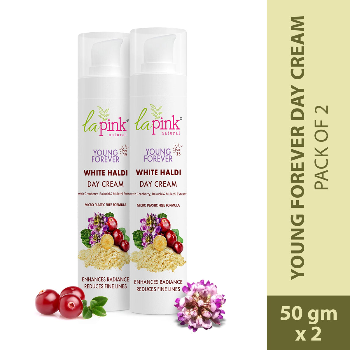 Young Forever Day Cream With White Haldi & Cranberry To Enhance Radiance & Reduce Fine Lines  (Pack of 2)