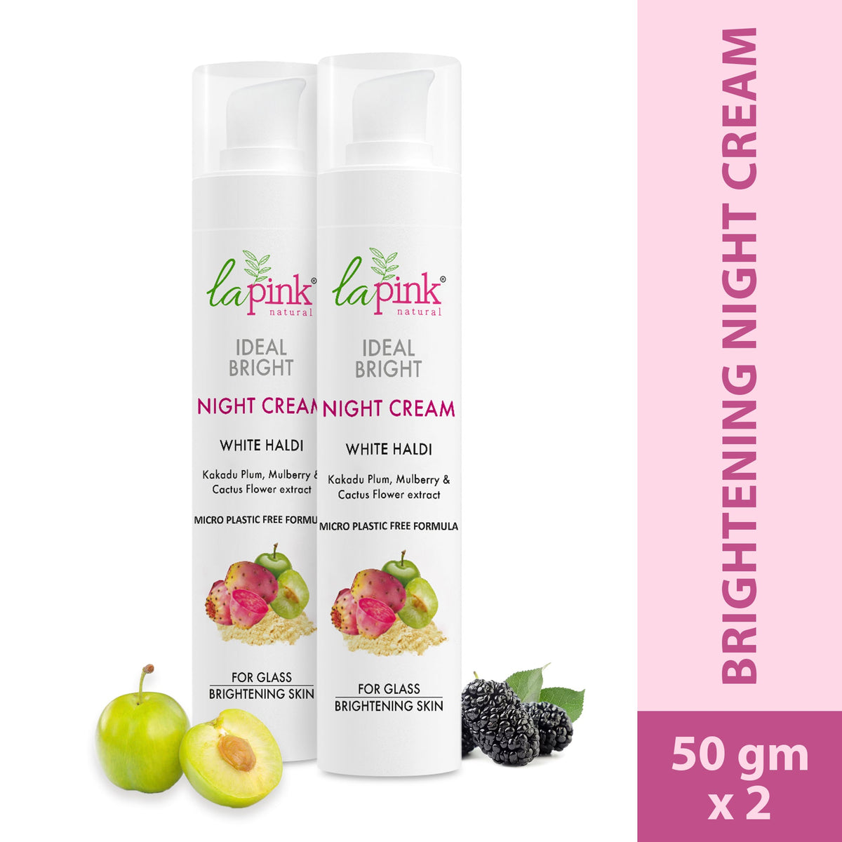 Ideal Bright Night Cream With White Haldi & Kakadu Plum for Brightened Glass Skin  (Pack of 2)