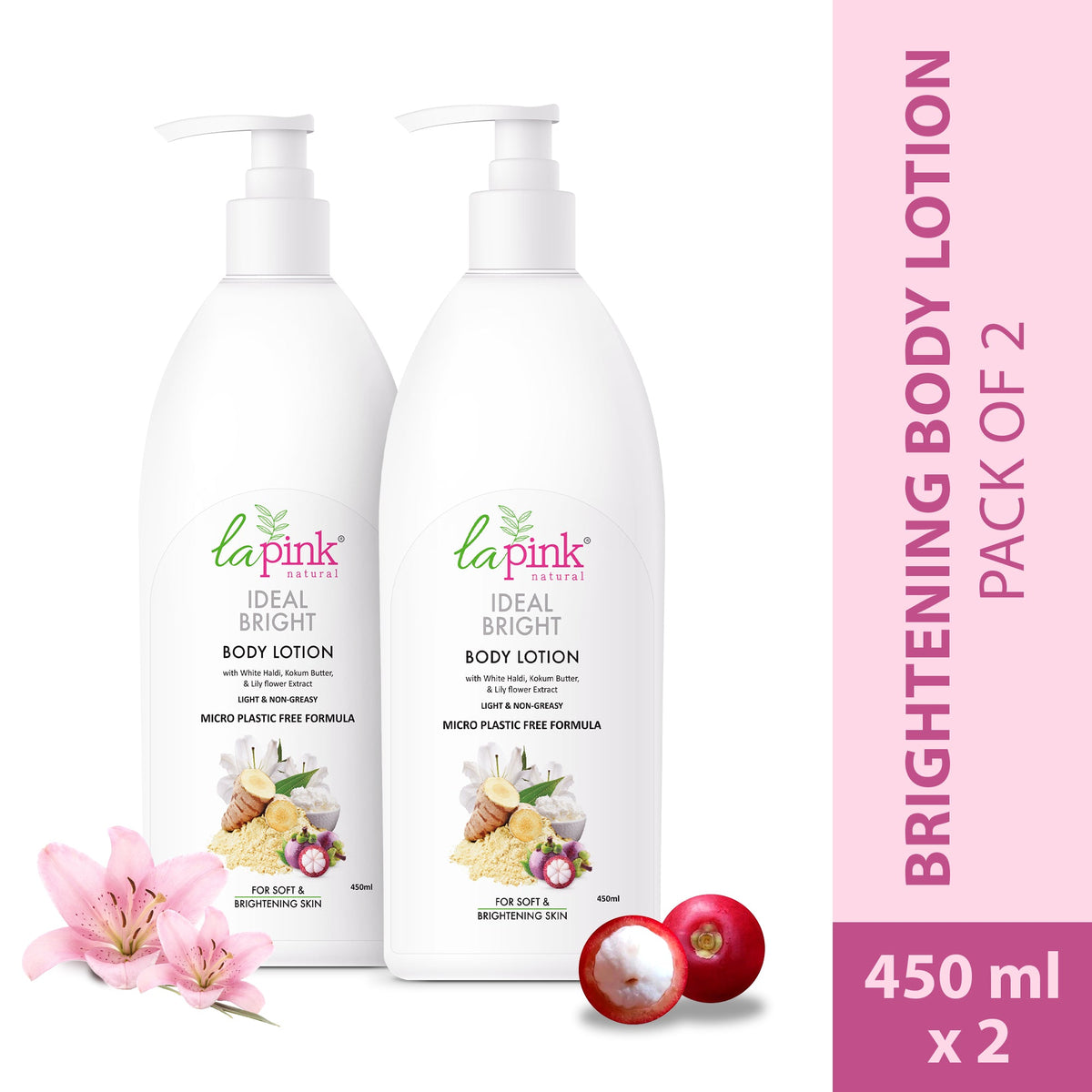 Ideal Bright Body Lotion With White Haldi & Lily Flower for Brightened Glass Skin  (Pack of 2)