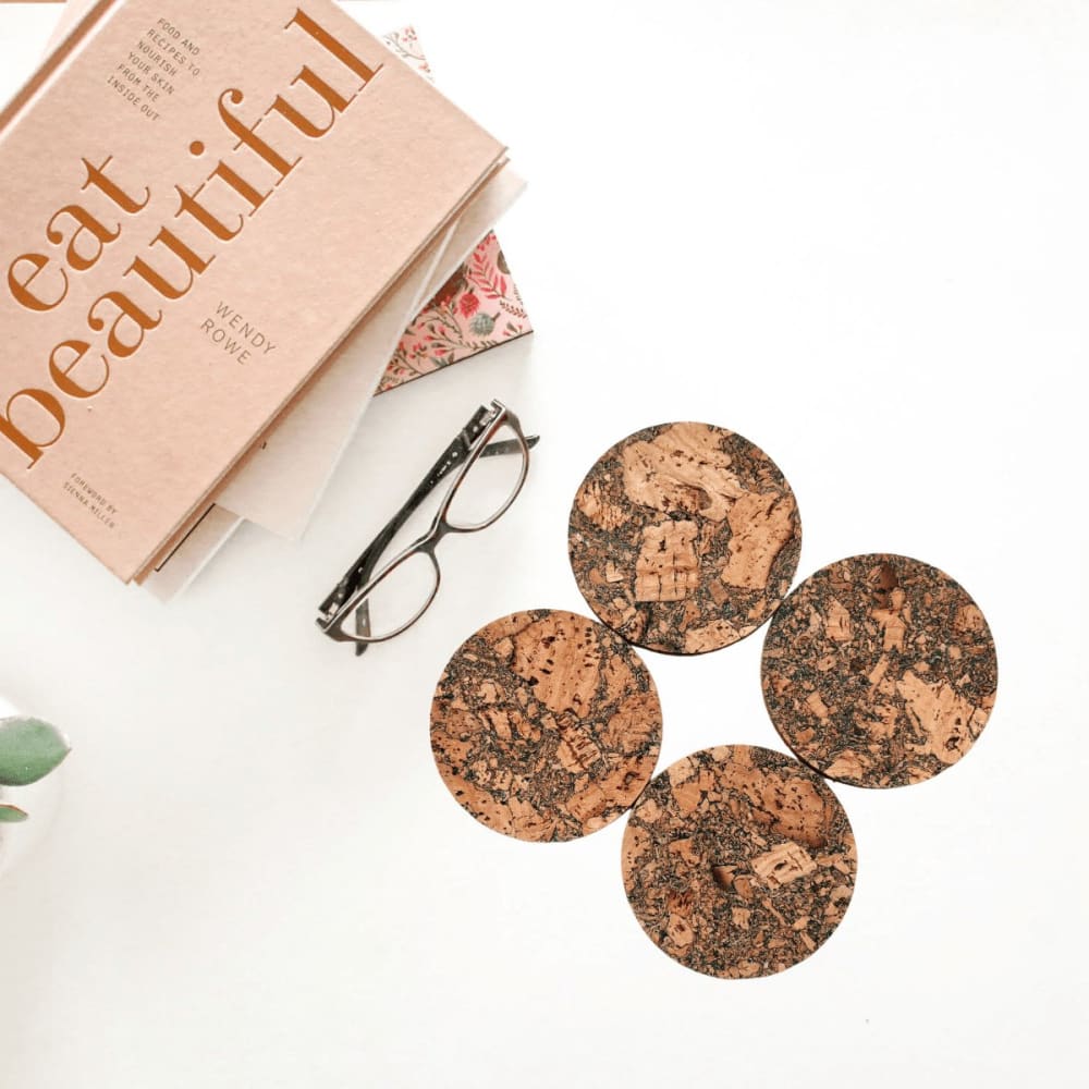 Quirky Cork Coasters Pack of 4 - Green