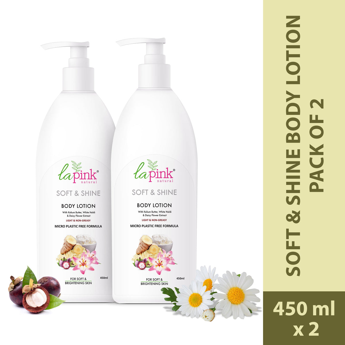 Soft and Shine Body Lotion With White Haldi & Daisy Flower To Enhance Radiance & Reduce Fine Lines  (Pack of 2)