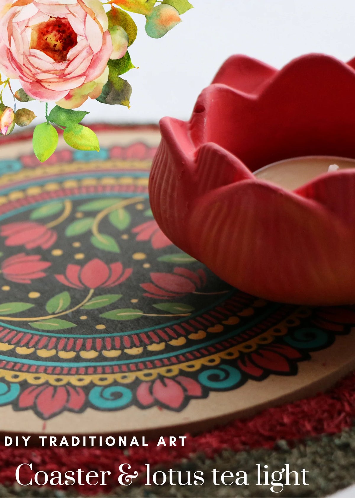 Craftopedia "DIY Traditional Art Coaster & Lotus Tea Light Holder"
