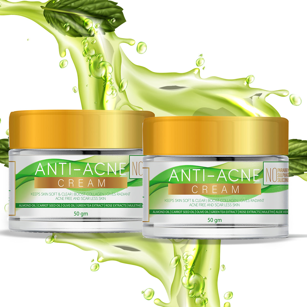Anti Acne Scar Removal Face Cream For Oily Skin With Carrot Seed, Aloevera, Green Tea, 50 GM