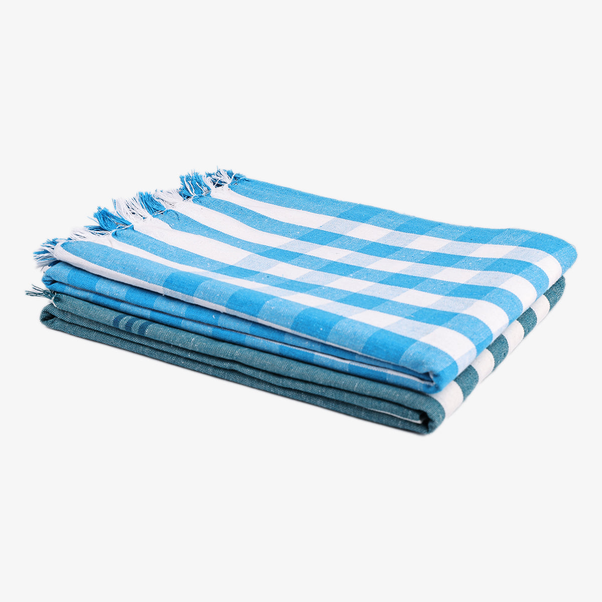 liya handloom multi color cotton bath towels/big towel combo pack of 2 (LIGHTBLUE+WHITE&YELLOW)