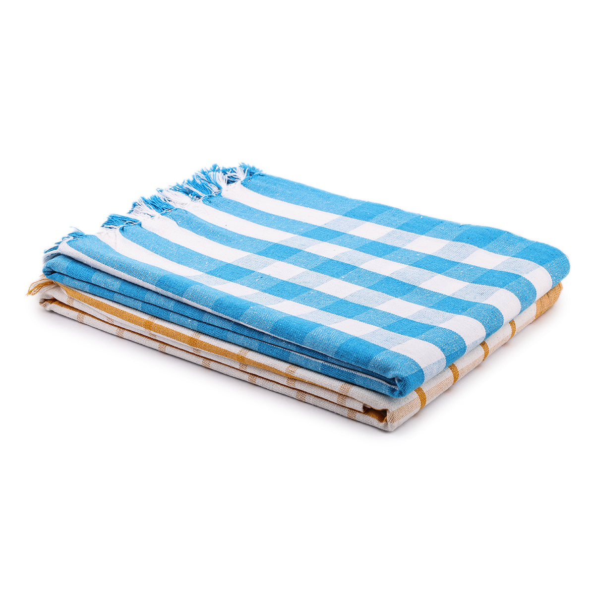 liya handloom multi color cotton bath towels/big towel combo pack of 2 (LIGHTBLUE+DARKGREEN)