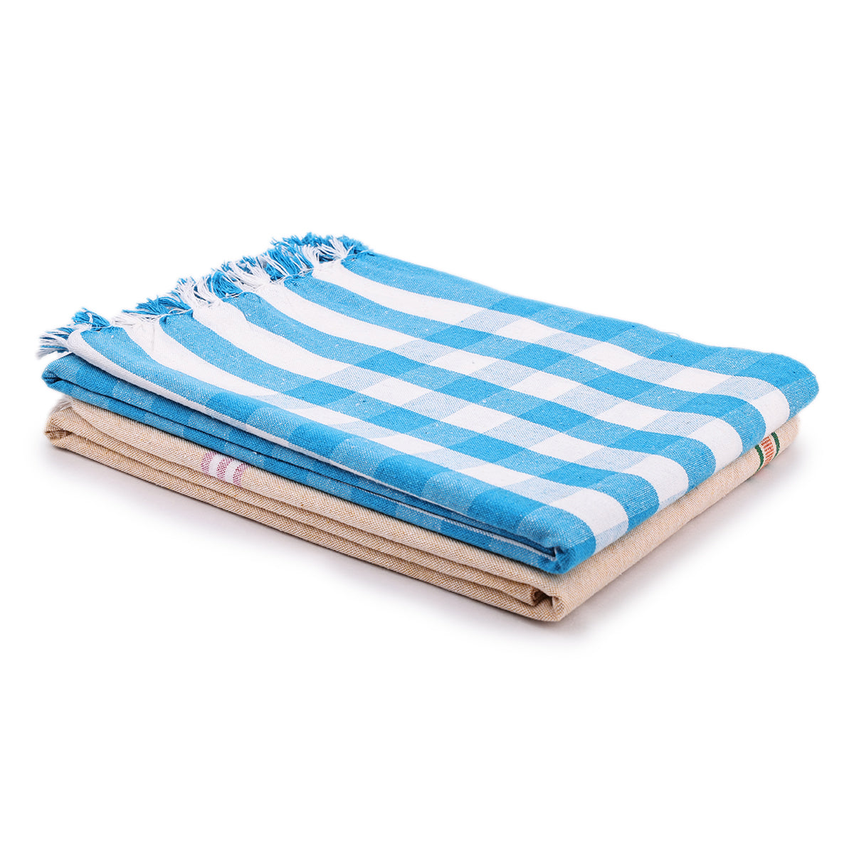 liya handloom multi color cotton bath towels/big towel combo pack of 2 (LIGHTBLUE+LIGHT BROWN)