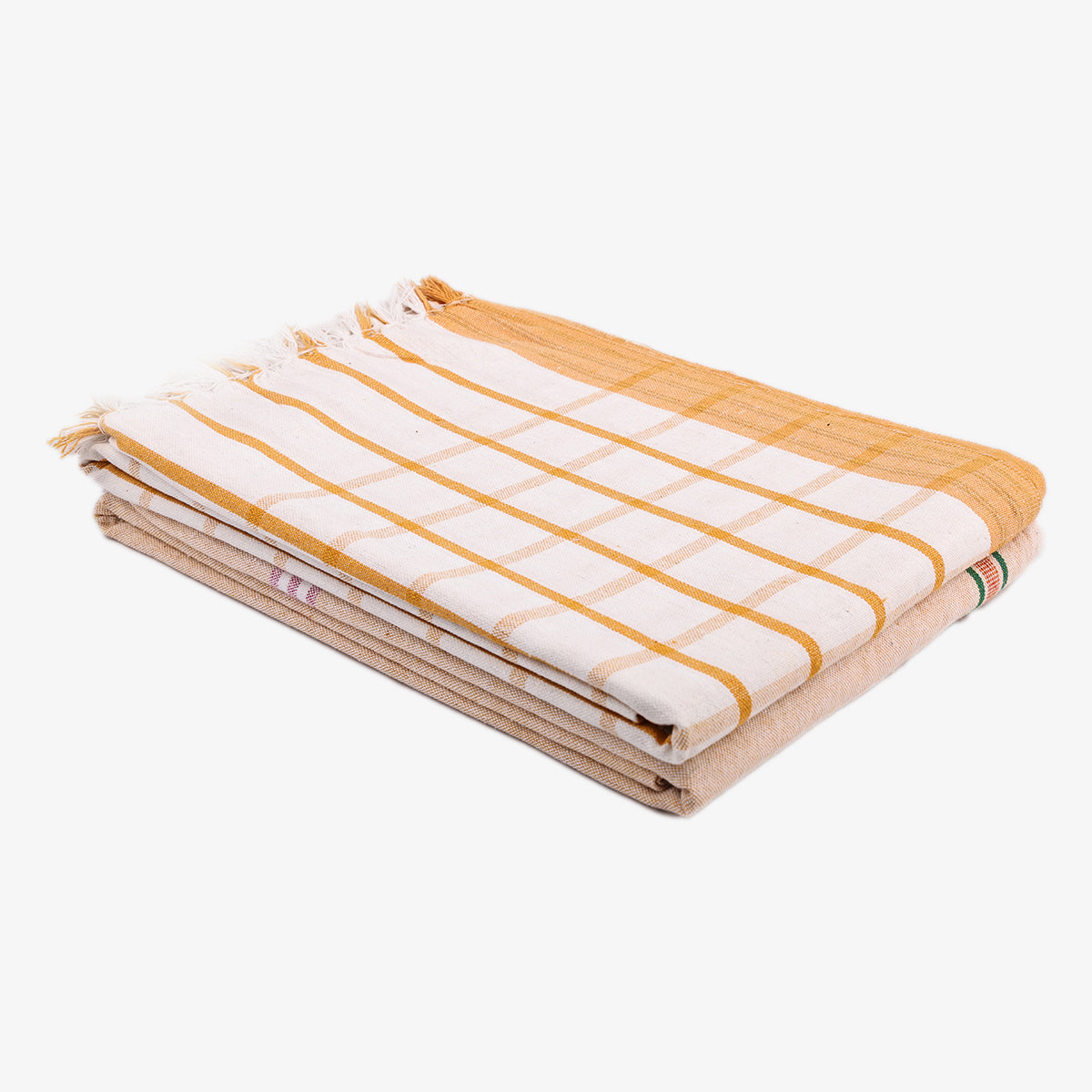 liya handloom multi color cotton bath towels/big towel combo pack of 2 (WHITE&YELLOW+PEACH)