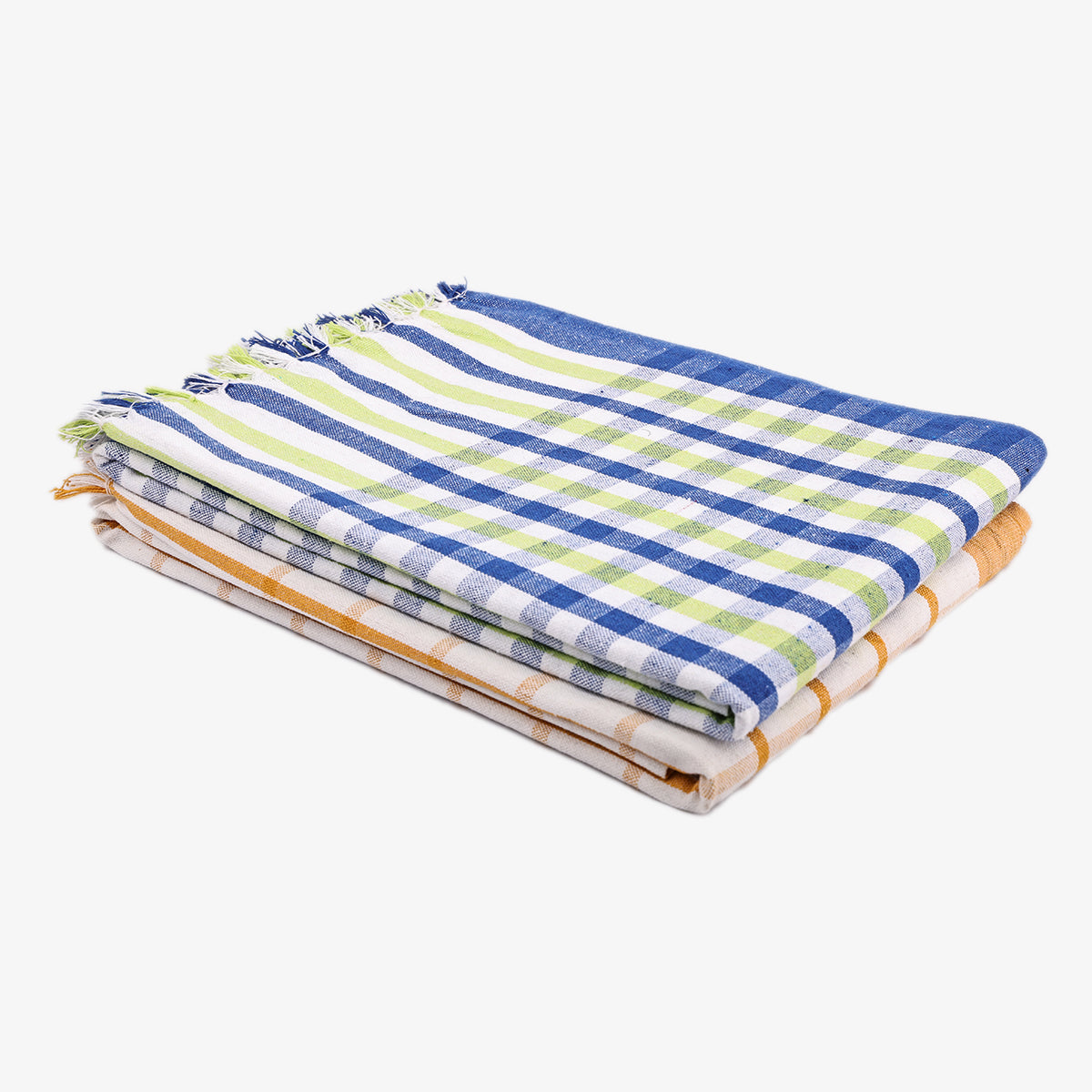 liya handloom multi color cotton bath towels/big towel combo pack of 2