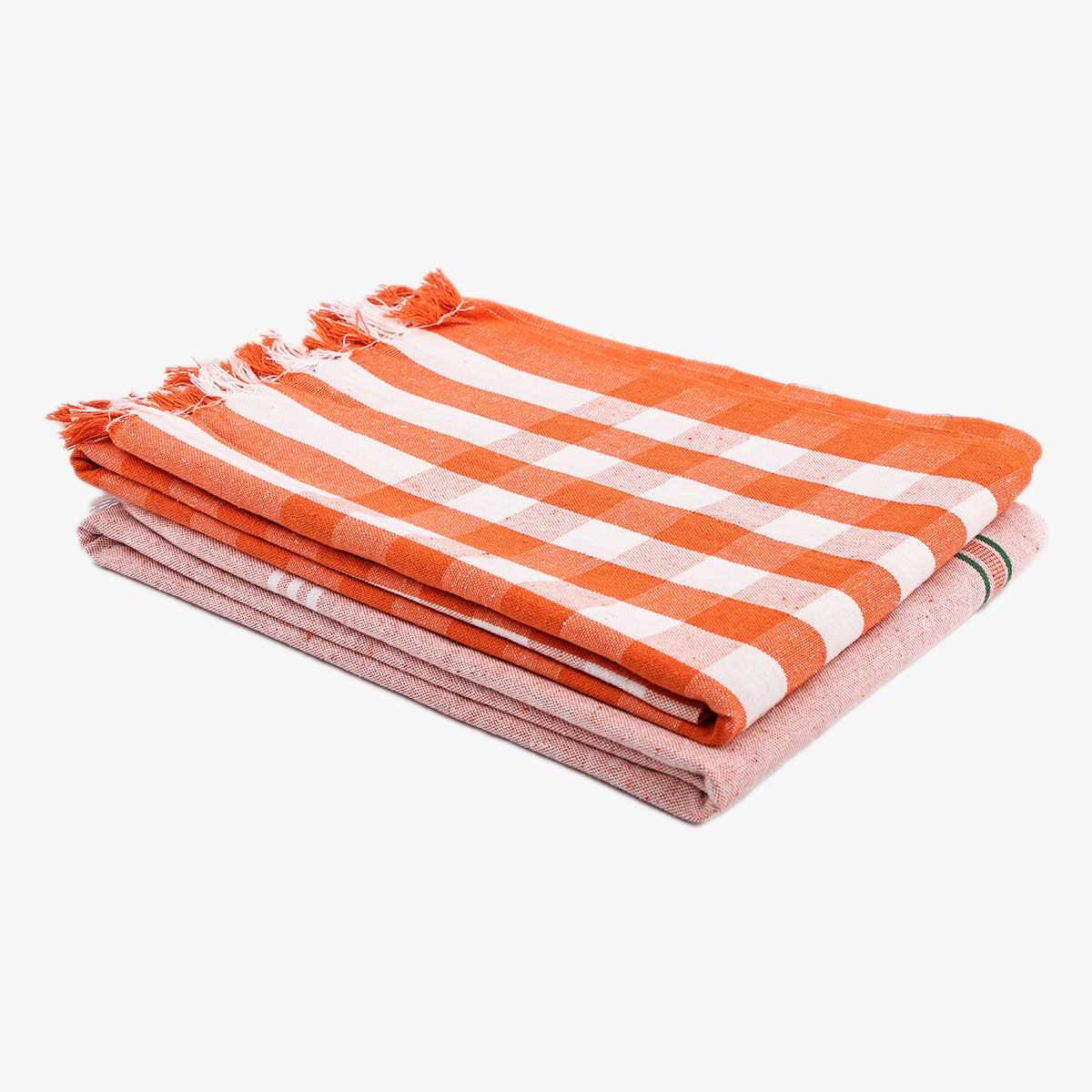 liya handloom multi color cotton bath towels/big towel combo pack of 2 (ORANGE+PEACHH)