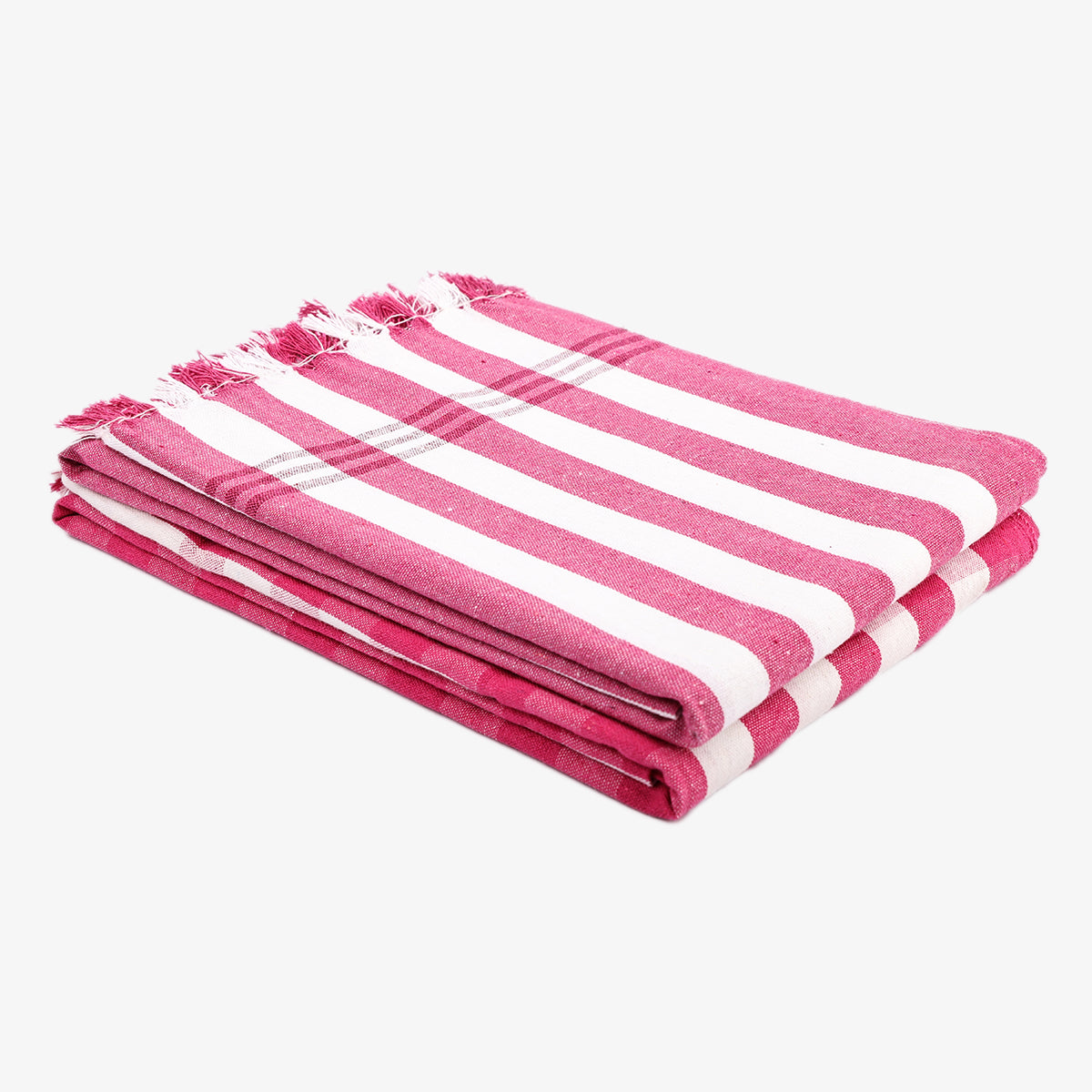 liya handloom multi color cotton bath towels/big towel combo pack of 2 (PINK+LIGHTPINK)