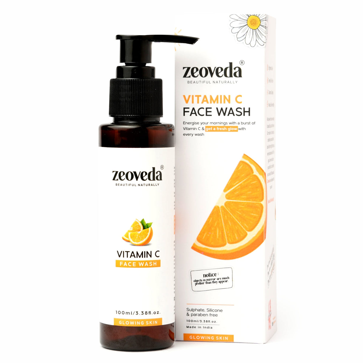 Zeoveda Natural Vitamin C Pore Cleansing Face Wash | Acne Face Wash | Oily Skin | Bright, Clear Skin | Face Cleanser for both Men & Women | Parabens & Sulphates Free