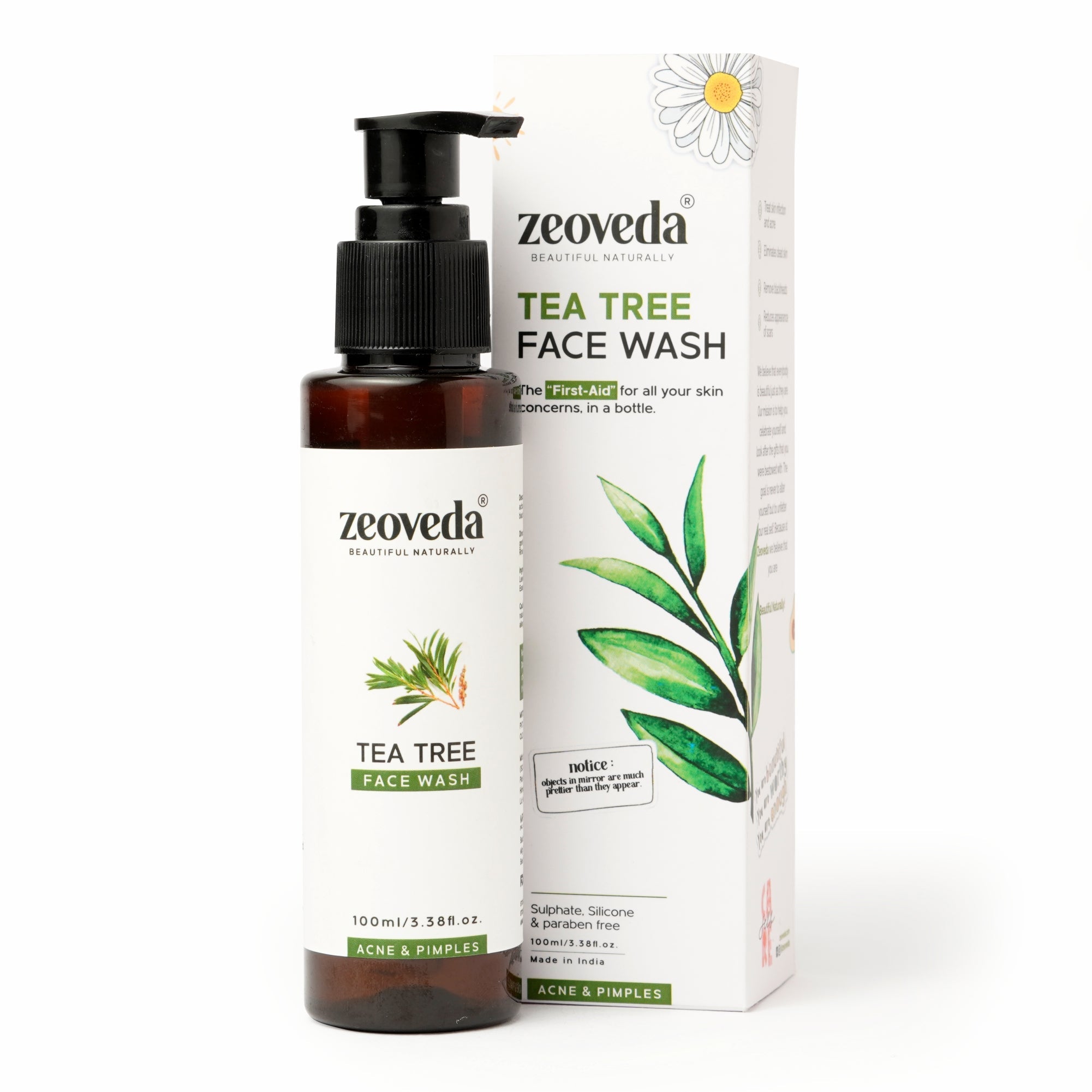 Zeoveda Natural Tea Tree Face Wash for Glowing & Supple Skin | Reduces Acne | Pore Minimizer & Treats Oily Skin | Bright & Clear Skin | All Skin type