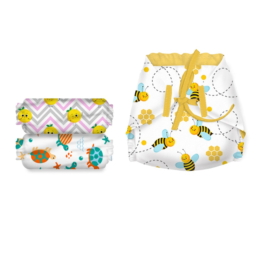 Snugkins - New Age 100% Cotton Langot/Nappies for Newborn Babies Size 1 (0-5Kg) - Pack of 3. 100% Cotton Padding with 3 layers of Cotton Padding & 1 Layer of Stay Dry’ Sense Technology on Top