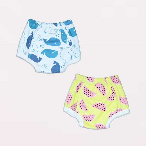 Potty Training Pants for Kids. Whale & Melon (Size 1, Fits 1-2 yrs) - Pack 2