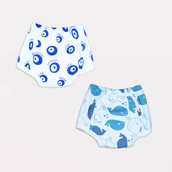 Potty Training Pants for Kids. Whale & Evileye (Size 1, Fits 1-2 yrs) - Pack 2
