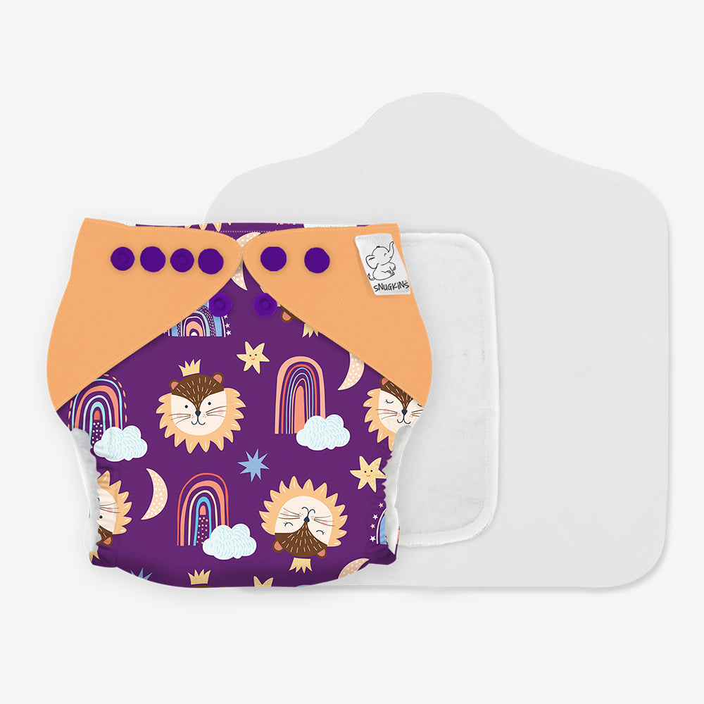 Snugkins -New Age Reusable, Waterproof & Washable Cloth Diapers for Babies (0-2 years).Contains 1 Diaper, 1 Wet-Free Organic Cotton Pad & 1 Booster Pad. Fits 5kg - 14kg babies – Rainbow Roars