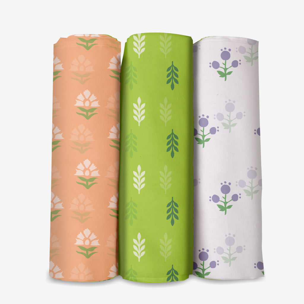 Minty Peach Swaddle Set- Pack of 3